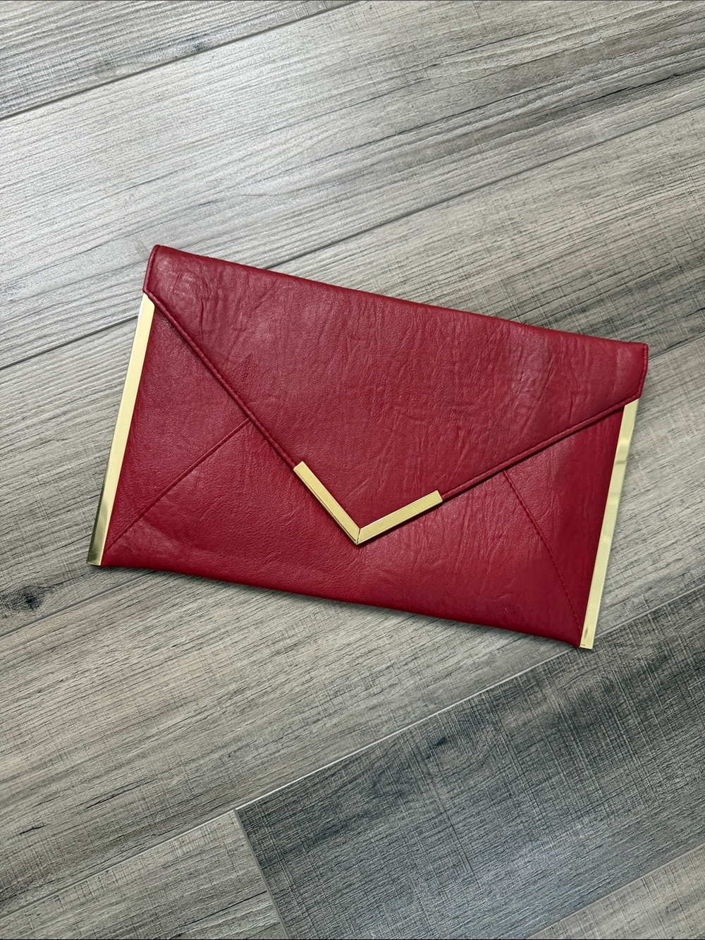 ASOS Red Envelope Clutch with Gold Accents